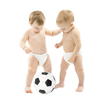 babies playing soccer